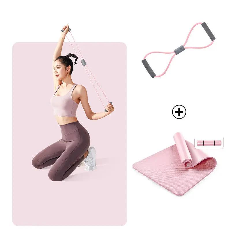 Non-slip yoga mat floor mats home dance three-piece set with figure 8 rally and mat.