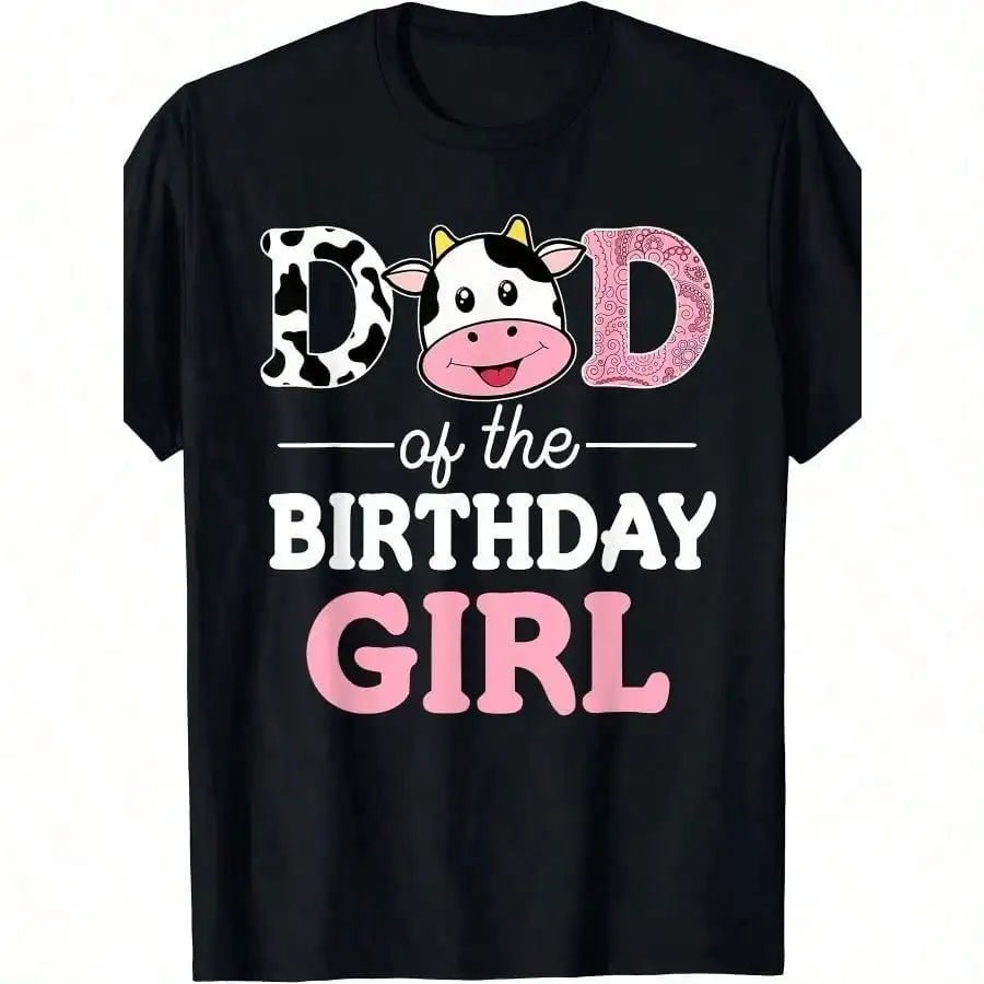 Dad Of The Birthday Girl Shirt Farm Cow Daddy Papa 1st T-Shirt - WILKYs