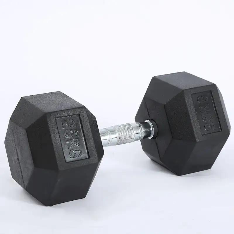 Fitness Hexagonal Rubberized Fixed Dumbbell - WILKYs