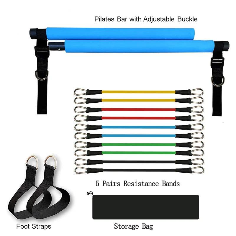 Fitness Yoga Pilates Bar Portable Gym Accessories Sport Elastic Bodybuilding Resistance Bands For Home Trainer Workout Equipment - WILKYs