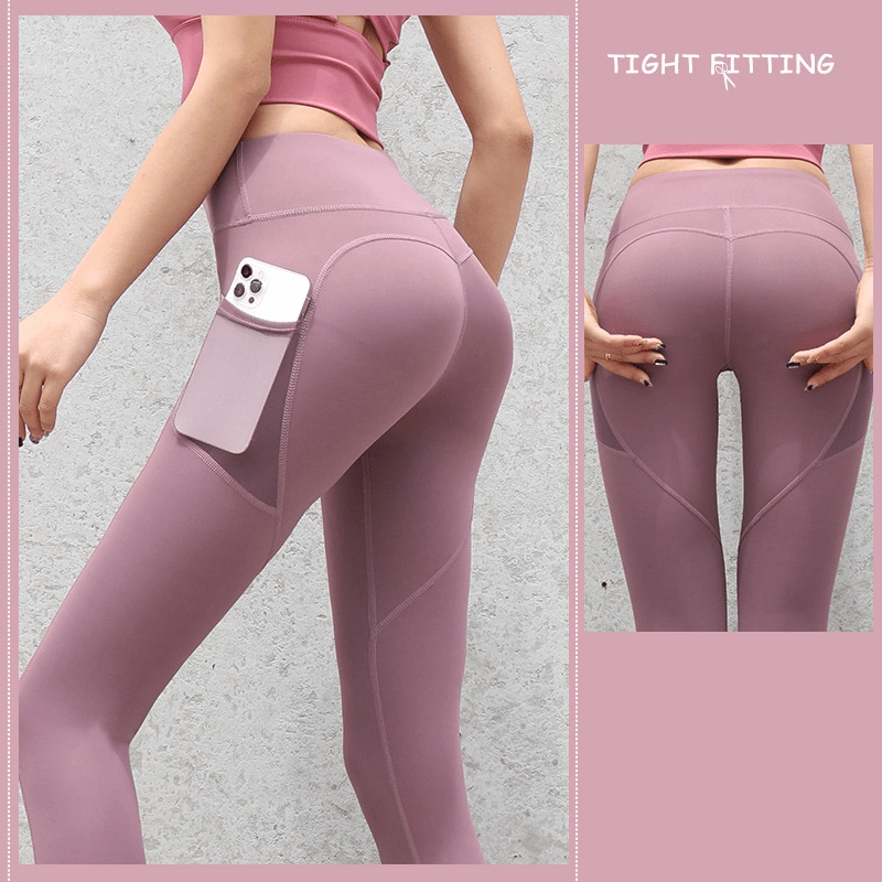 Gym Sport Seamless Leggings With Pockets Push Up High Waist Pants Women Fitness Running Yoga Pants Gym Sport Seamless Leggings - WILKYs