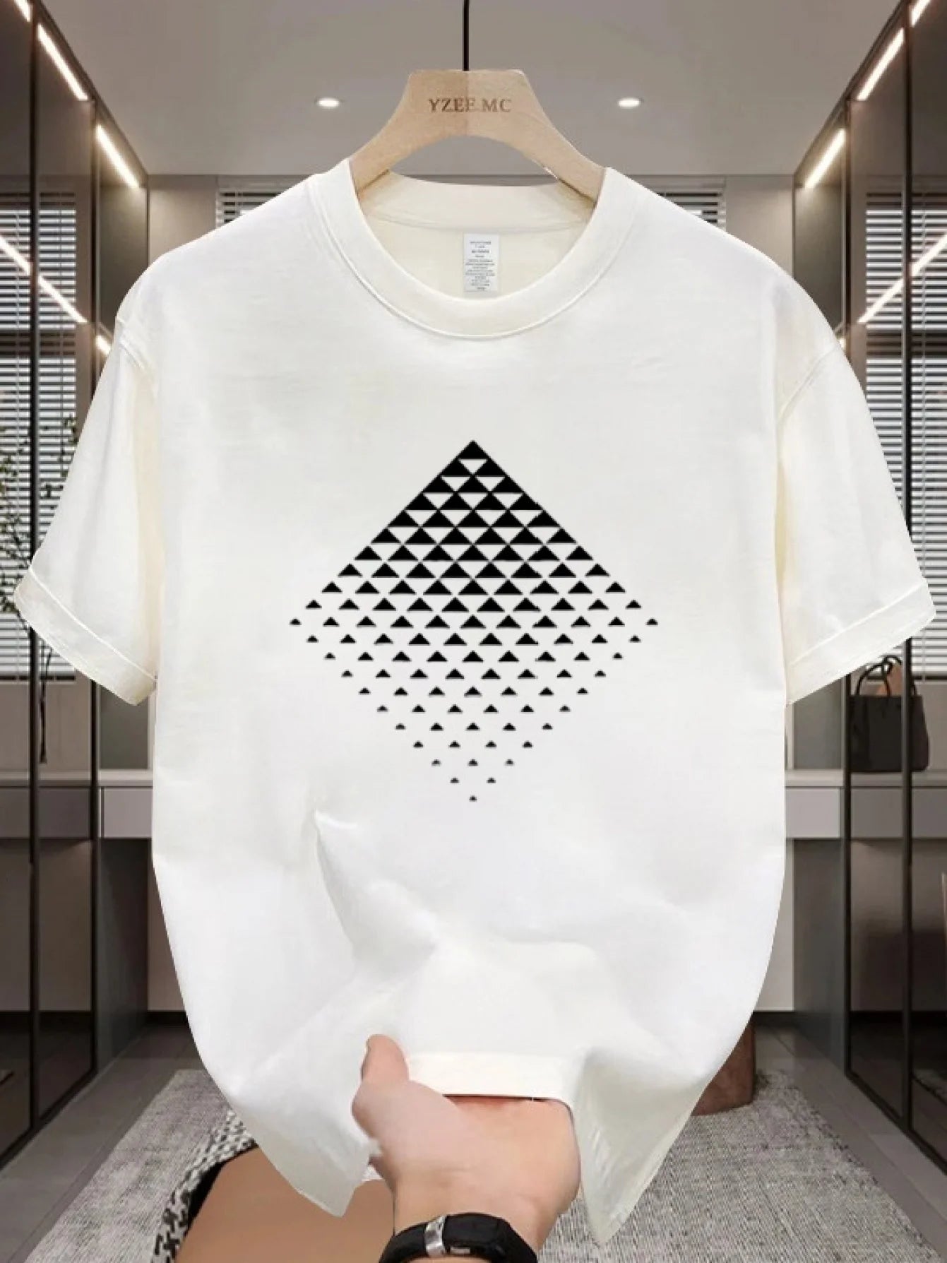 Men'S 100% Cotton T-Shirt with Diamond Pattern - Casual, Comfortable, and Versatile Short Sleeve Top for All Seasons - WILKYs