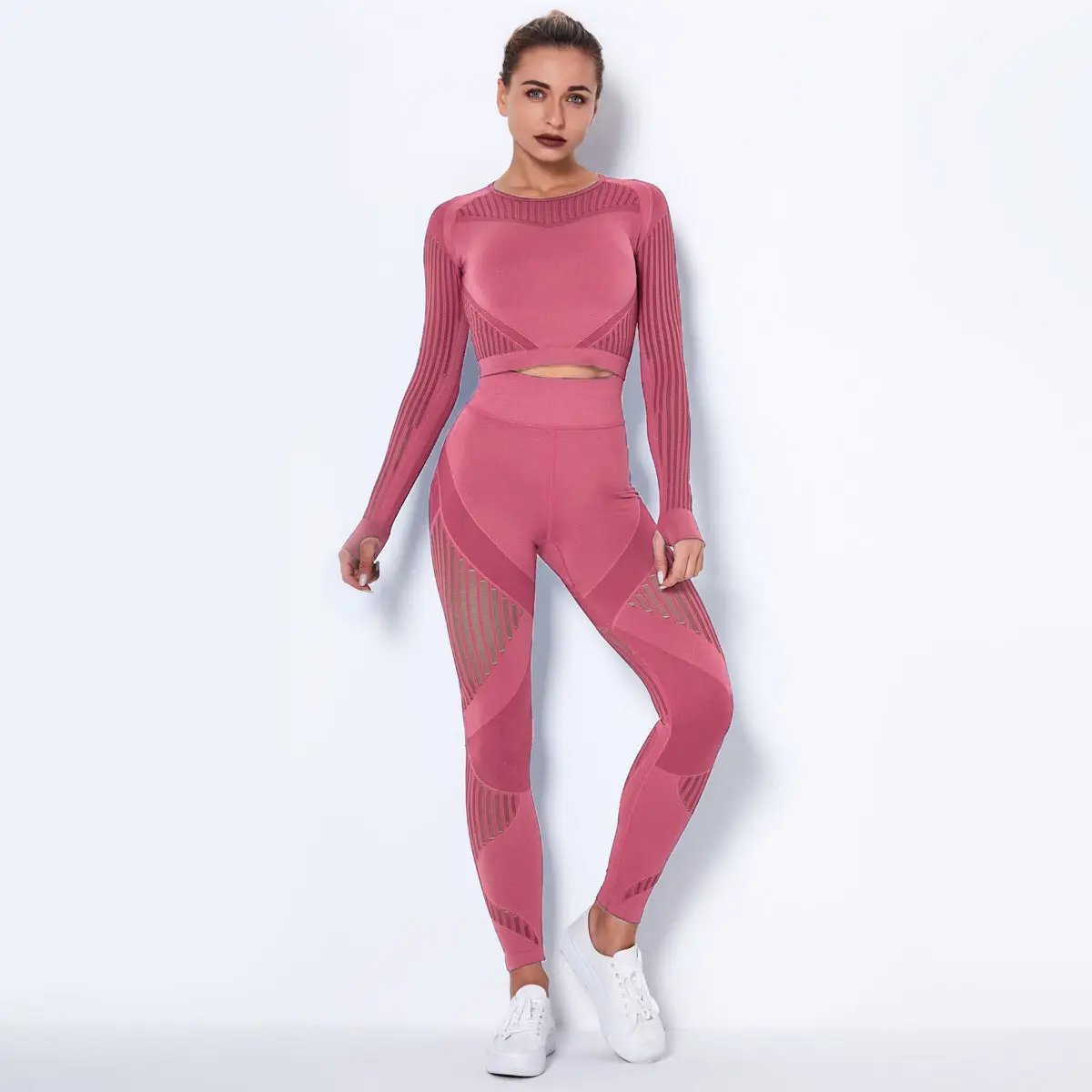 Seamless Knitted Absorbent Yoga Long - Sleeved Suit Yoga Wearsuit - WILKYs