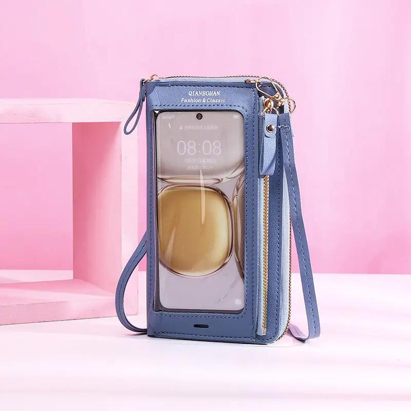 Transparent Touch Screen Mobile Phone Crossbody Bags Women Anti - theft Multifunctional Long Wallet ZIpper Shoulder Bag - WILKYs