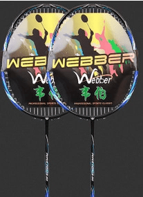 Weber Carbon Fiber Badminton Racket Double Shot Single Shot Durable Feather Shot - WILKYs