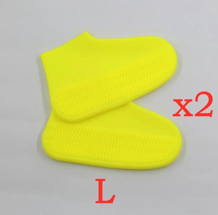 Yellow silicone slip-resistant hiking rain boots for men and women, size large.