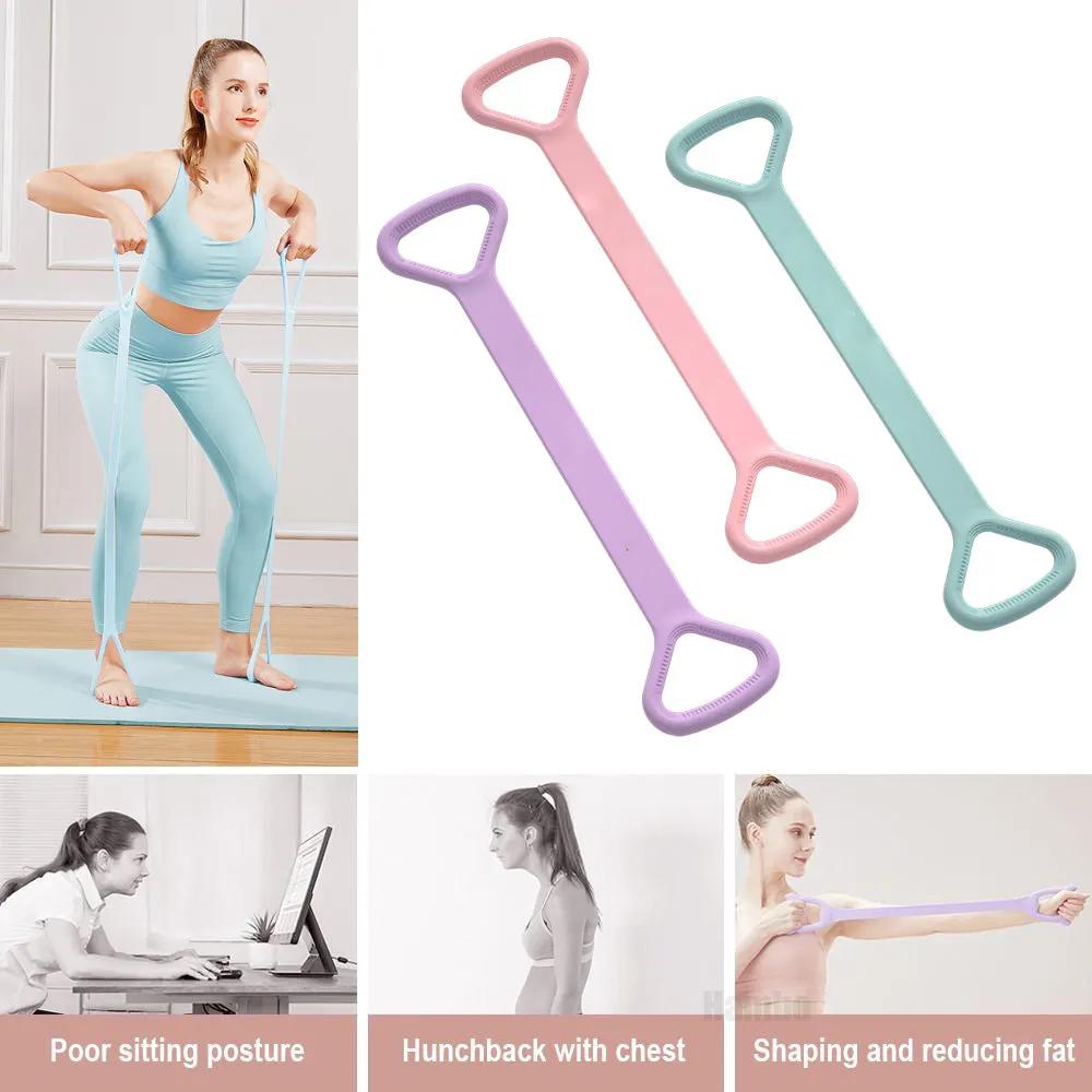 Yoga fitness resistance band for arm and back training with ergonomic design; ideal for physical therapy, yoga, Pilates, and stretching exercises.