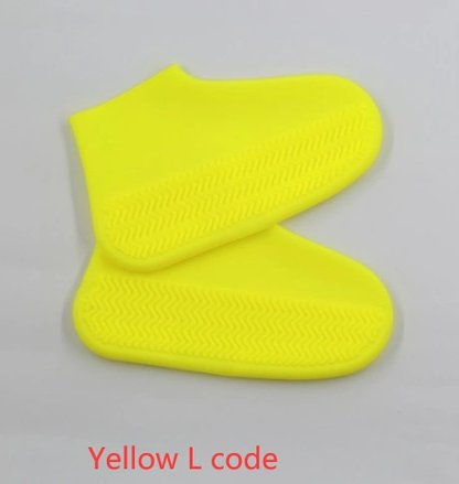 Yellow silicone rain boots, slip-resistant and easy to carry, ideal for hiking.