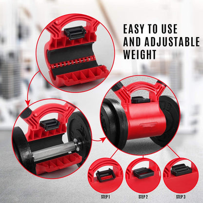 WILKYs0Simple Single Hole Portable Grip Dumbbell
 Product information:


 Material: ABS
 
 Applicable scenarios: running, fitness equipment, health massage, fitness and body, sports trends
 
 Color: red
 
 
 
 


