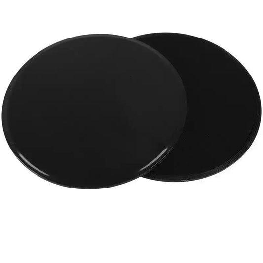 Black sliding discs for fitness and yoga, set of two.