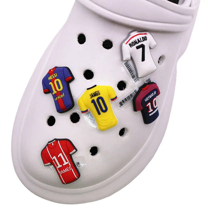 1 Pcs Original Soccer Jersey PVC Shoe Charms Designer Sandals Upper Decorations Accessories Football Clothes Shapes Clogs Buckle - WILKYs