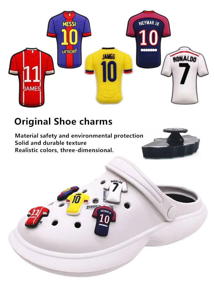 1 Pcs Original Soccer Jersey PVC Shoe Charms Designer Sandals Upper Decorations Accessories Football Clothes Shapes Clogs Buckle - WILKYs