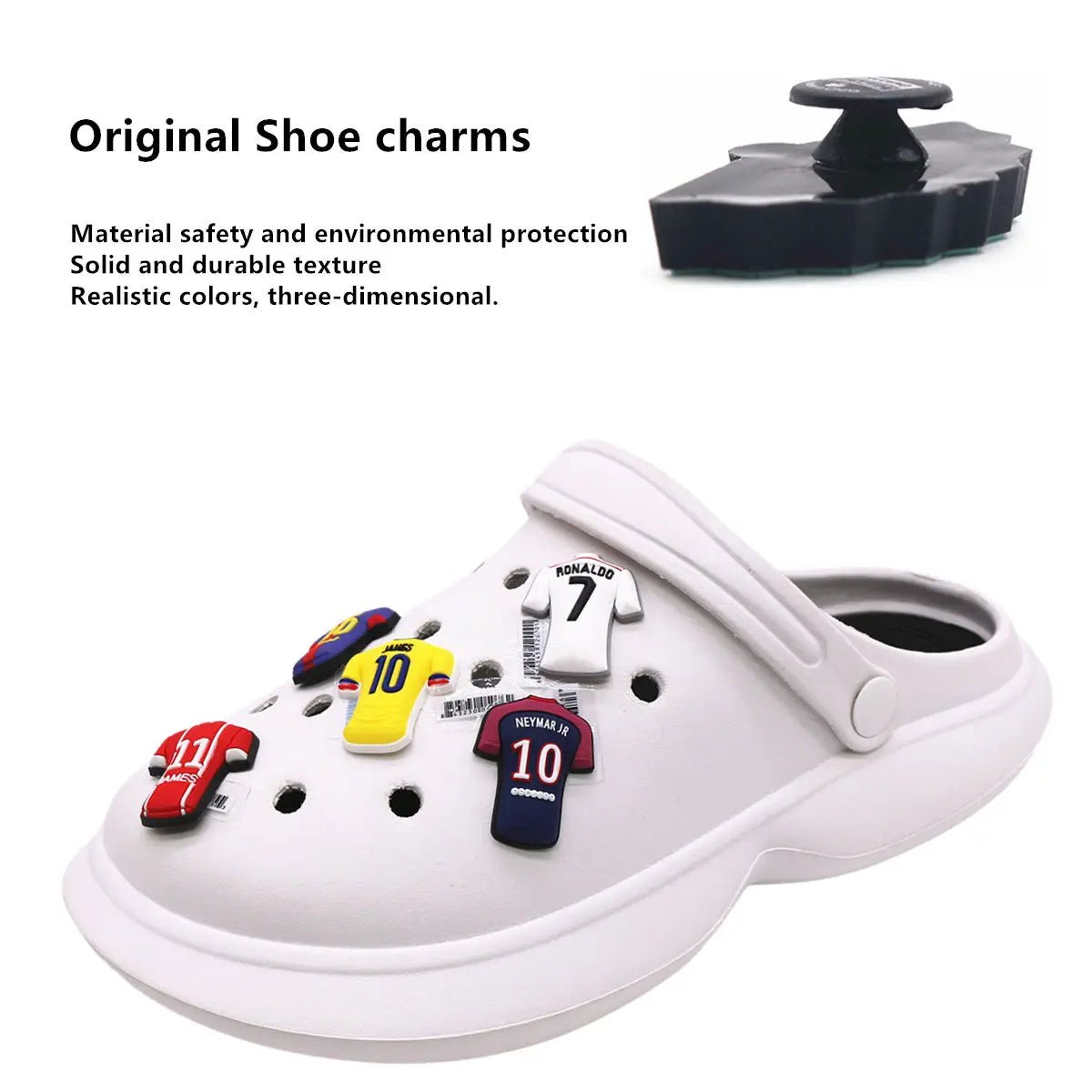 1 Pcs Original Soccer Jersey PVC Shoe Charms Designer Sandals Upper Decorations Accessories Football Clothes Shapes Clogs Buckle - WILKYs