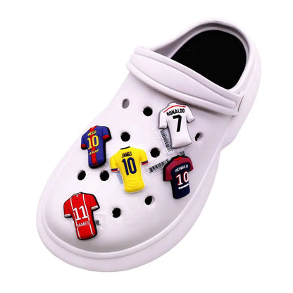 1 Pcs Original Soccer Jersey PVC Shoe Charms Designer Sandals Upper Decorations Accessories Football Clothes Shapes Clogs Buckle - WILKYs