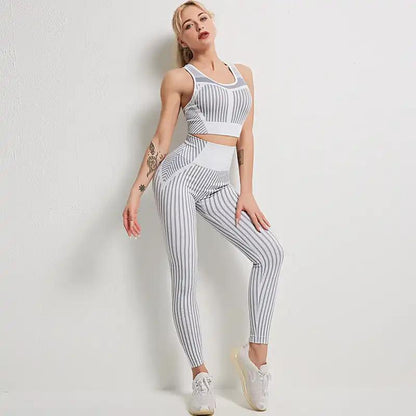 Striped Yoga Fitness suit for enhanced flexibility and support.