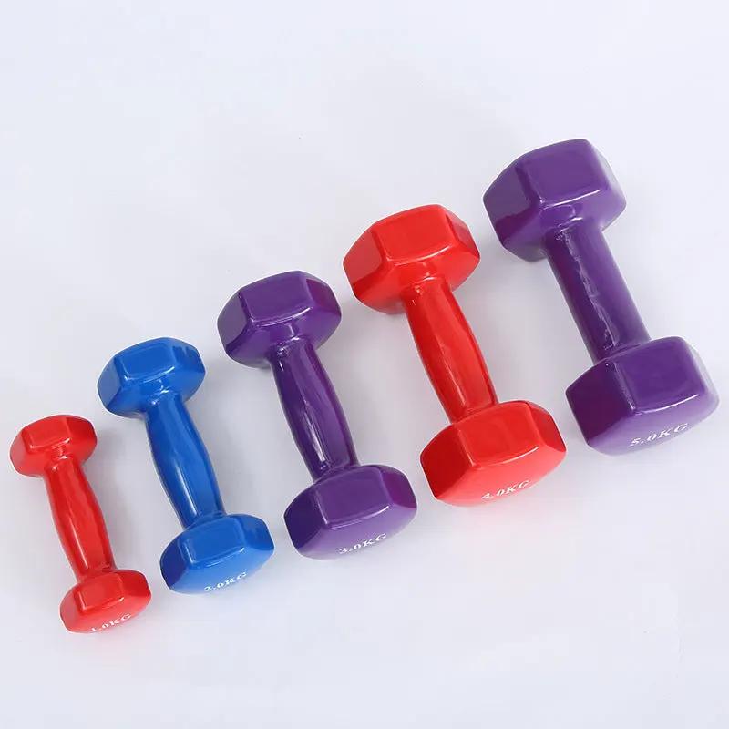 Colorful fitness dumbbells in varying weights and vibrant colors for versatile workouts.