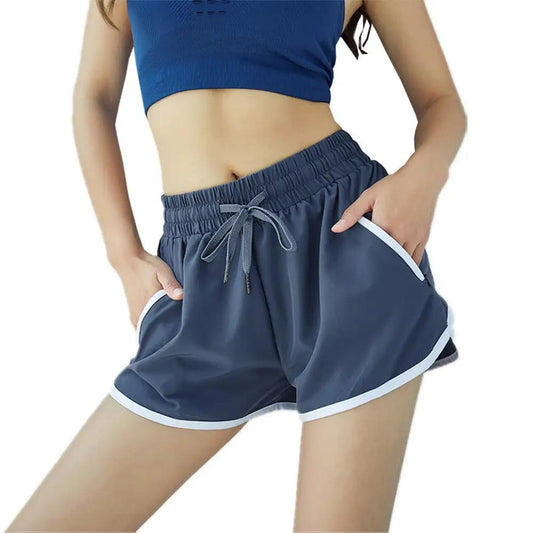 Women's fitness yoga casual shorts in navy, offering comfort and flexibility for workouts.