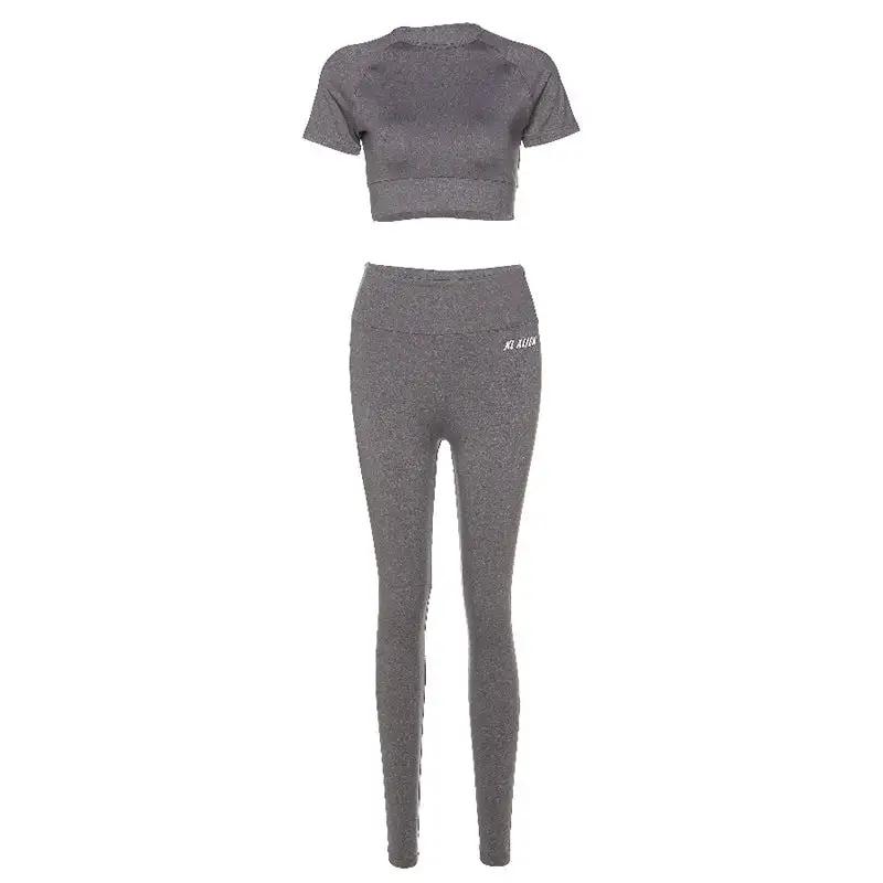 Embossed Yoga exercise fitness kit in gray, solid color, cotton and polyester blend.