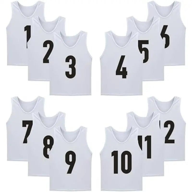 12 PCS Adults Soccer Pinnies Quick Drying Sports Vest Youth Sports Basketball Football Team Jerseys Training Numbered Top Suit - WILKYs