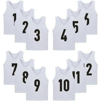 12 PCS Adults Soccer Pinnies Quick Drying Sports Vest Youth Sports Basketball Football Team Jerseys Training Numbered Top Suit - WILKYs