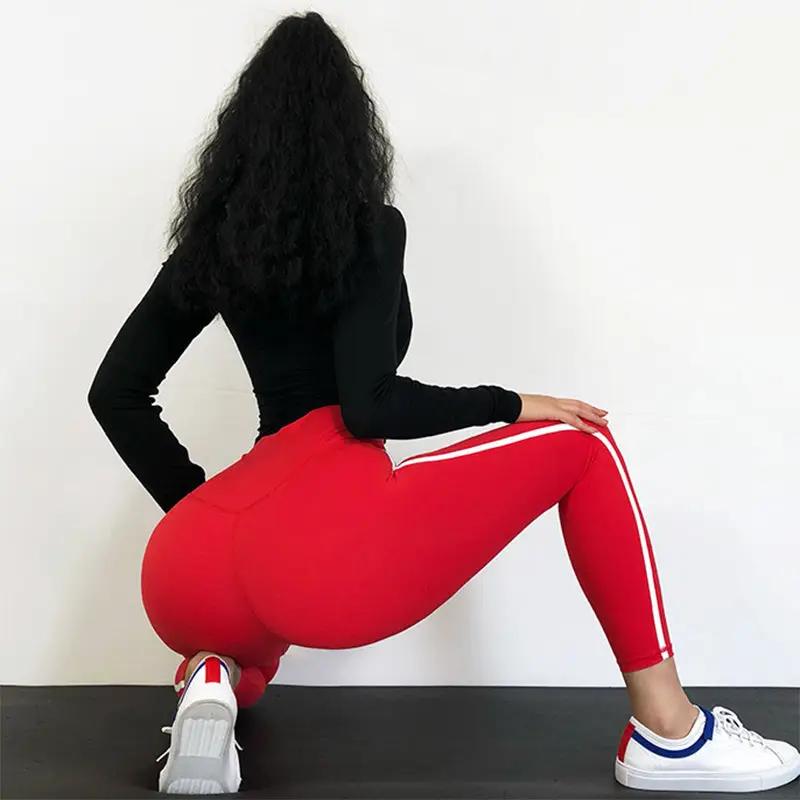 High-quality red fitness yoga pants for maximum comfort and flexibility.