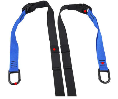 WILKYs0Multifunctional fitness tension band
 Product name: Hanging training belt
 
 Configuration: main rope * 2 extension belt * 1 door buckle * 1 manual * 1 set of cloth bag * 1
 
 Material: nylon webbing, 