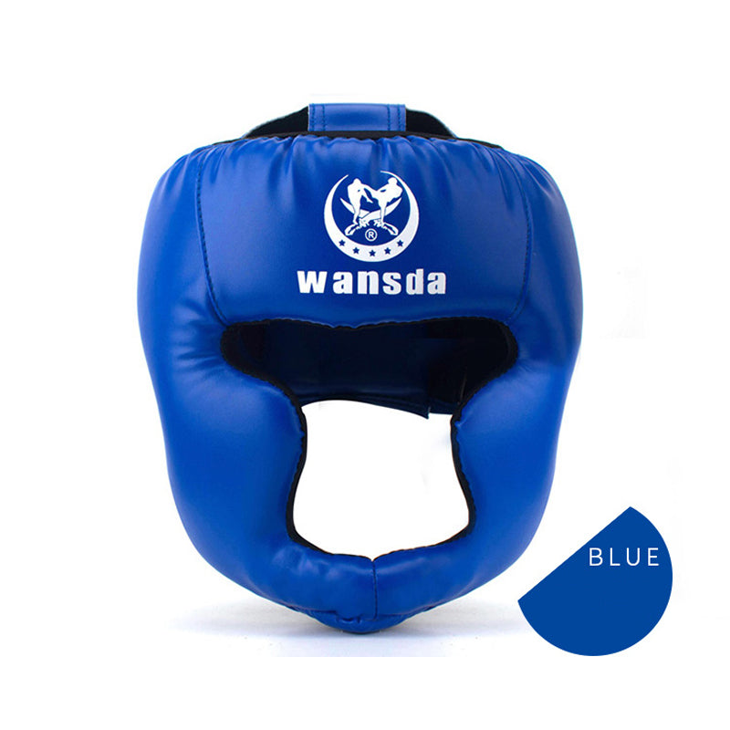 WILKYs0Taekwondo fighting headgear helmet
 Body material: PU
 
 Specifications: One size
 
 Applicable people: adults
 
 Applicable sports: boxing
 
 Applicable scene: Martial arts defense
 
 Color: red, bl