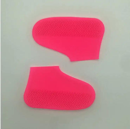 Silicone rain boots, slip-resistant, pink, hiking gear.