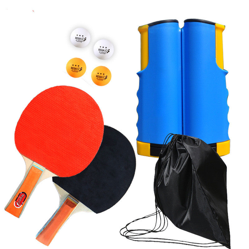 WILKYs0Retractable and Portable Table Tennis Racket Set
 Overview
 :
 
 - Applicable Scenarios: Fitness Equipment, Fitness Body, Sports Trends, Ping-Pong Tennis
 
 - Rubber Type: Anti-adhesive
 
 - Racket Type: Horizonta