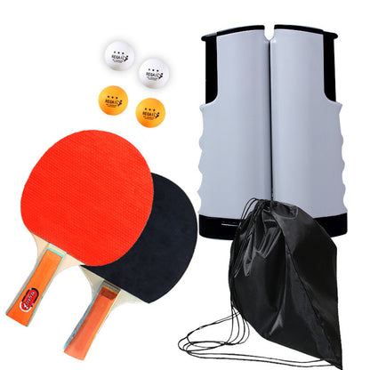 WILKYs0Retractable and Portable Table Tennis Racket Set
 Overview
 :
 
 - Applicable Scenarios: Fitness Equipment, Fitness Body, Sports Trends, Ping-Pong Tennis
 
 - Rubber Type: Anti-adhesive
 
 - Racket Type: Horizonta