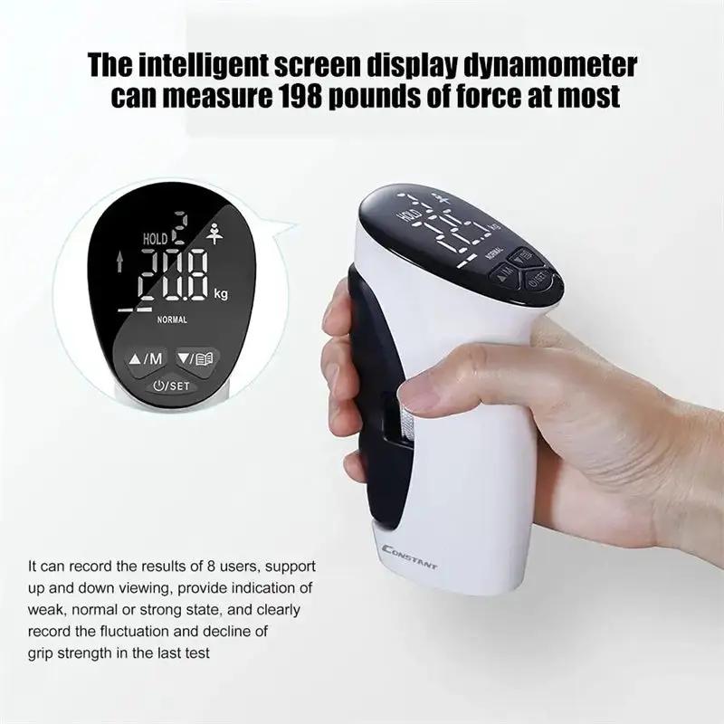 Digital electric hand gripper dynamometer with LED display measuring grip strength.