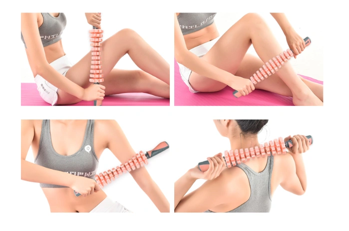 WILKYs0Multifunctional Muscle Massager Relaxation Roller Ring Clamp Yoga Body
 Overview
 
 Stimulate blood circulation, relax your body, and make the skin smoother.
 
 Release myofascial trigger points, reduce muscle soreness, tightness, rub 