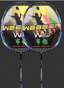 WILKYs0Weber Carbon Fiber Badminton Racket Double Shot Single Shot Durable Fe
 Frame material: carbon fiber
 
 Cable material: carbon fiber
 
 Applicable object: amateur junior (300 yuan or less)
 
 Handle thickness: G4
 
 Rod hardness: moder