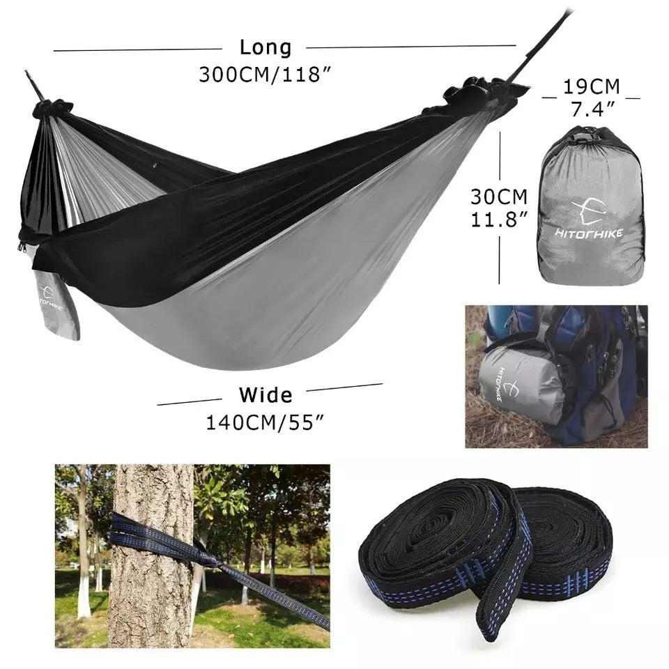 WILKYsHammockBackpacking Hammock - Portable Nylon Parachute Outdoor Double Hammock
Overview - Made of 210T parachute nylon fabric, portable and durable - Weight capacity is within 150kg, suitable for one person - Easy to be cleaned and dry quickly