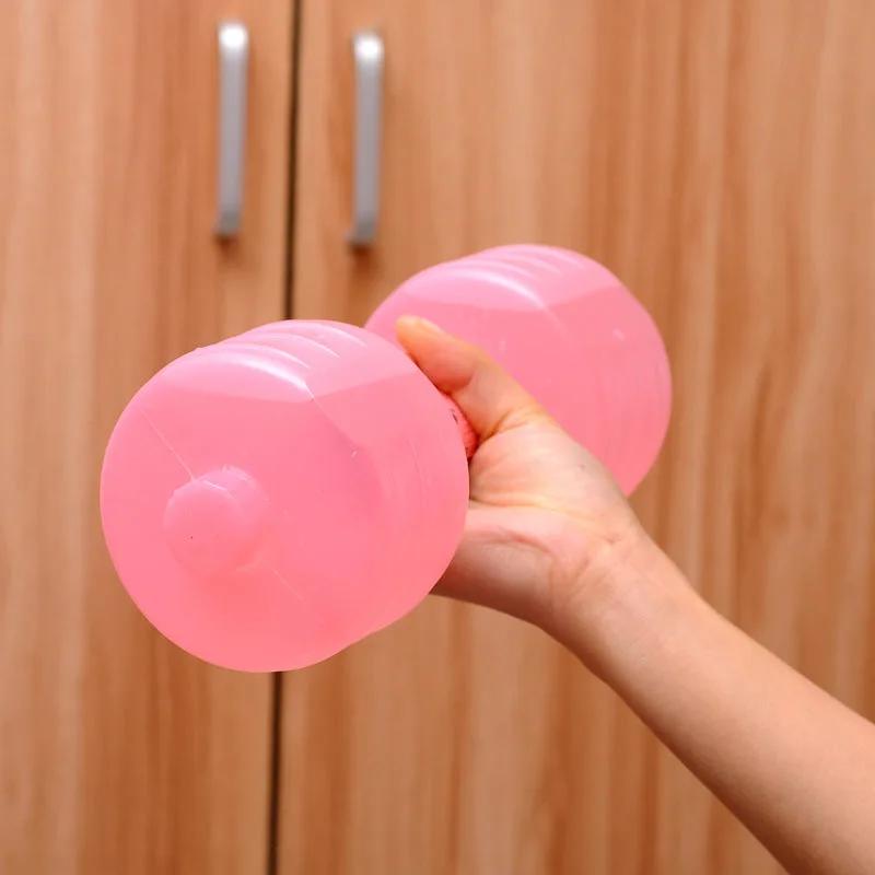 Body Building Water Dumbbell Weight in pink color for fitness and hydration.