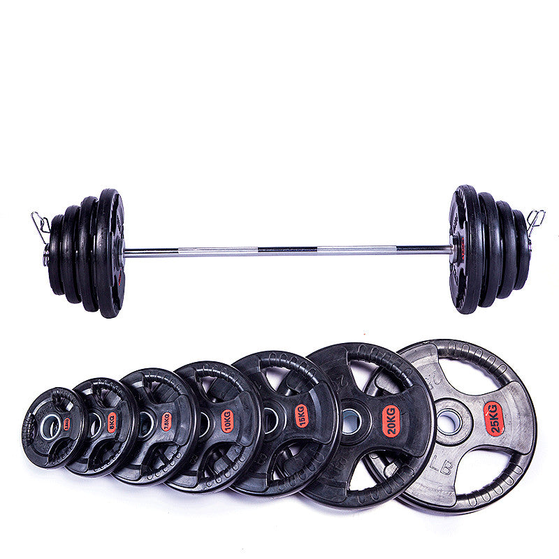 WILKYs0Special Three-Hole Rubber Bag For Gym Weightlifting Barbell Rubber Bar
 Product information:
 
 Material: cast iron
 
 Specification: 50 (cm)
 
 
 Packing list:
 
 Barbell tablets x1


 


 
 
 
 
 
 
