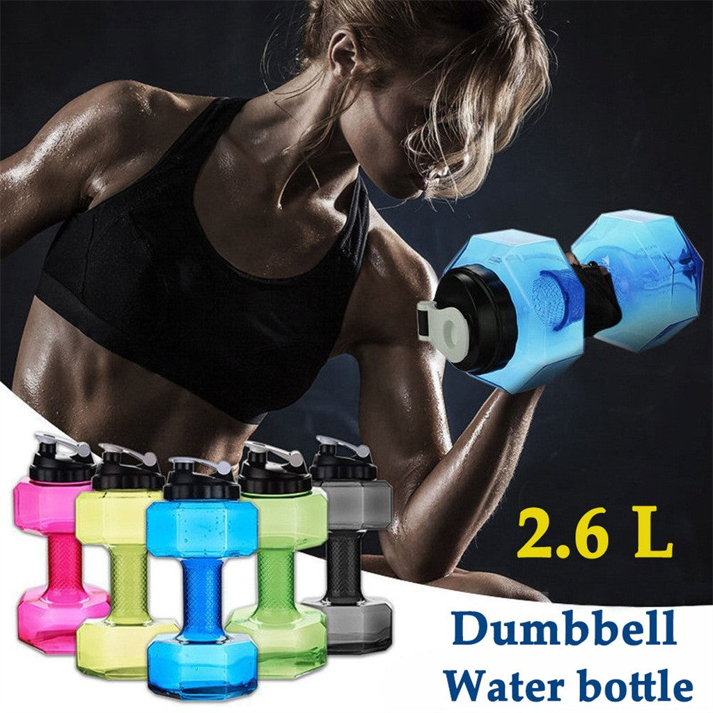 WILKYs0Fitness Dumbbell Cup Creative Sports Water Bottle Men
 Overview:
 
 Brand new and high quality.
 
 Big Capacity, with 2.6, meet your water need in sports.
 
 Ideal for outdoor sports like bodybuilding, playing basketba