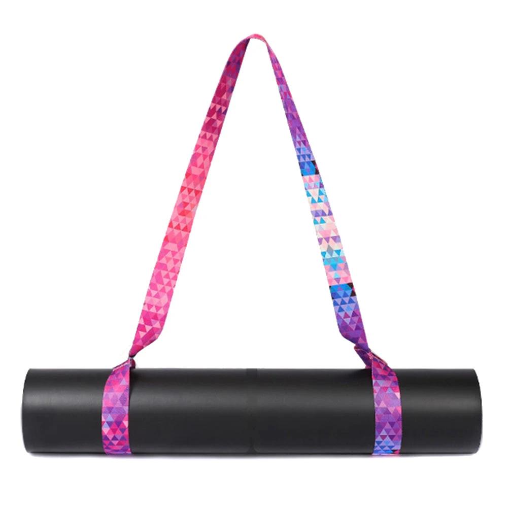 Pure cotton yoga mat strap with colorful gradient design for yoga storage and fitness.