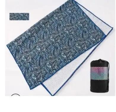 Tie-dye yoga blanket pad towel with leafy design and storage bag, 183cm x 63cm, versatile for yoga and outdoor activities.