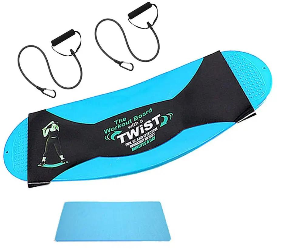 Anti-Slip Fitness Twisting Waist Training Board with drawstrings in blue, ideal for gym and yoga studio balance exercises.