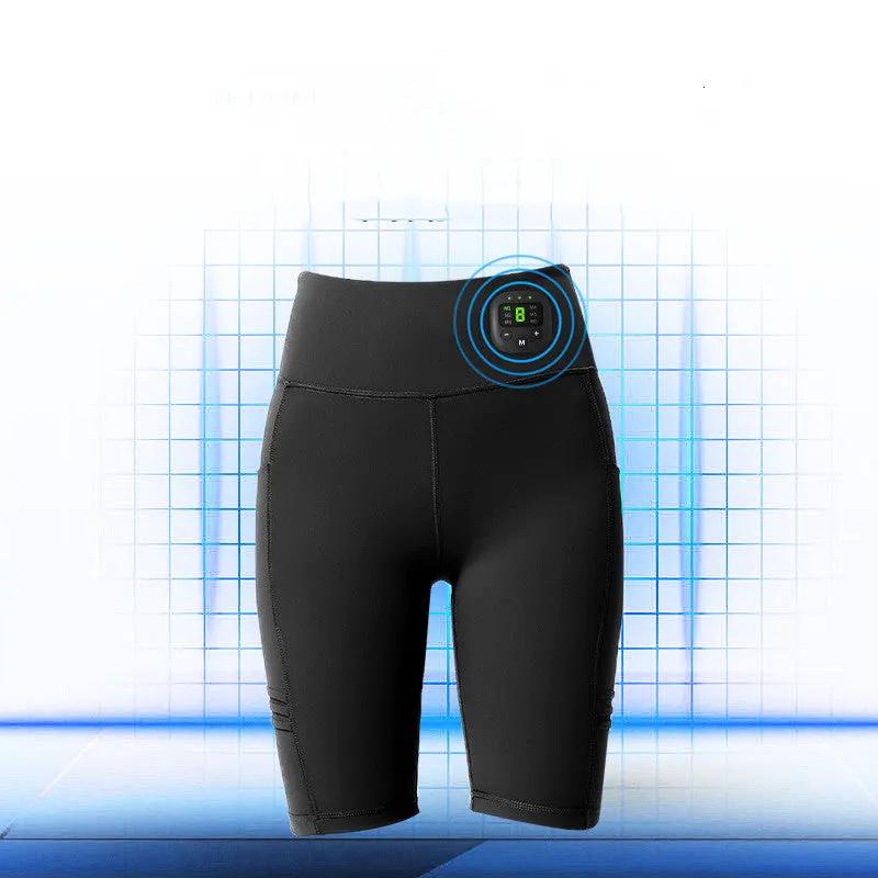 Smart fitness pants with massage feature for home hip training and yoga.