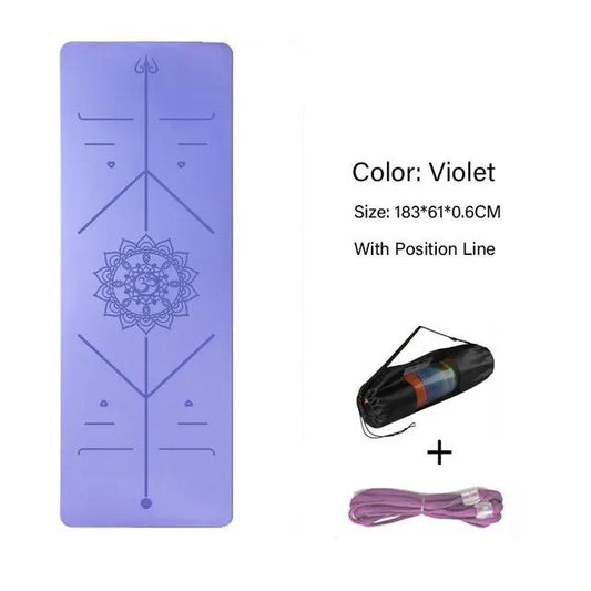 WILKYs0Exercise-Pad Non-Slip-Mat Position-Line Gymnastics Tpe Yoga Fitness Pi
 Description:


 
 Product Name: TPE yoga mat
 
 
 Quantity: 1PC
 
 
 Dimensions:183*61*0.6CM
 
 
 Color: the front and back two colors
 
 
 Weight: 0.9kg (1.8lbs)
