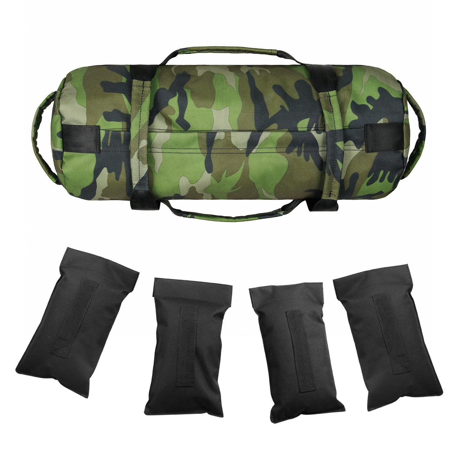 WILKYs0Camouflage Sports Fitness Weightlifting Bag
 Product Information：


 Specification: 46*19*19cm
 
 Color: CP camouflage, green camouflage, navy camouflage
 
 Material: 900D Oxford cloth
 
 Folding size: 25*25*