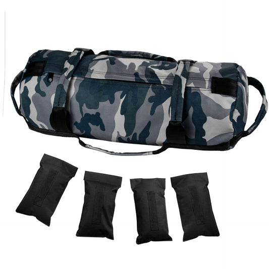 WILKYs0Camouflage Sports Fitness Weightlifting Bag
 Product Information：


 Specification: 46*19*19cm
 
 Color: CP camouflage, green camouflage, navy camouflage
 
 Material: 900D Oxford cloth
 
 Folding size: 25*25*