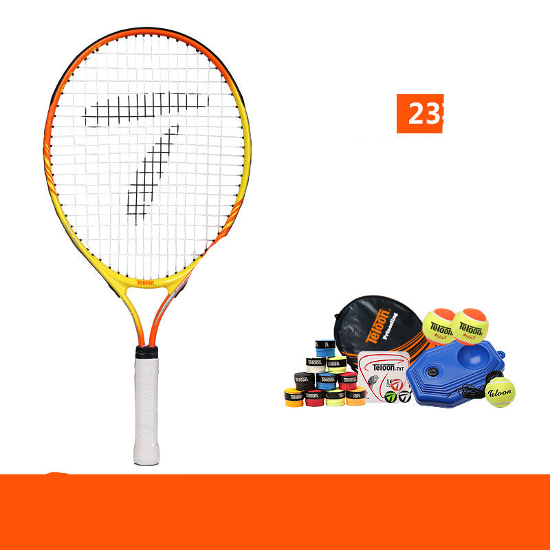 WILKYs0Children's beginner tennis racket
 Material: carbon aluminum alloy
 
 Shape: oval
 
 Thickness: 20mm or less
 
 Shoot length classification: Ordinary type
 
 Racket hardness: hard
 
 Applicable obje