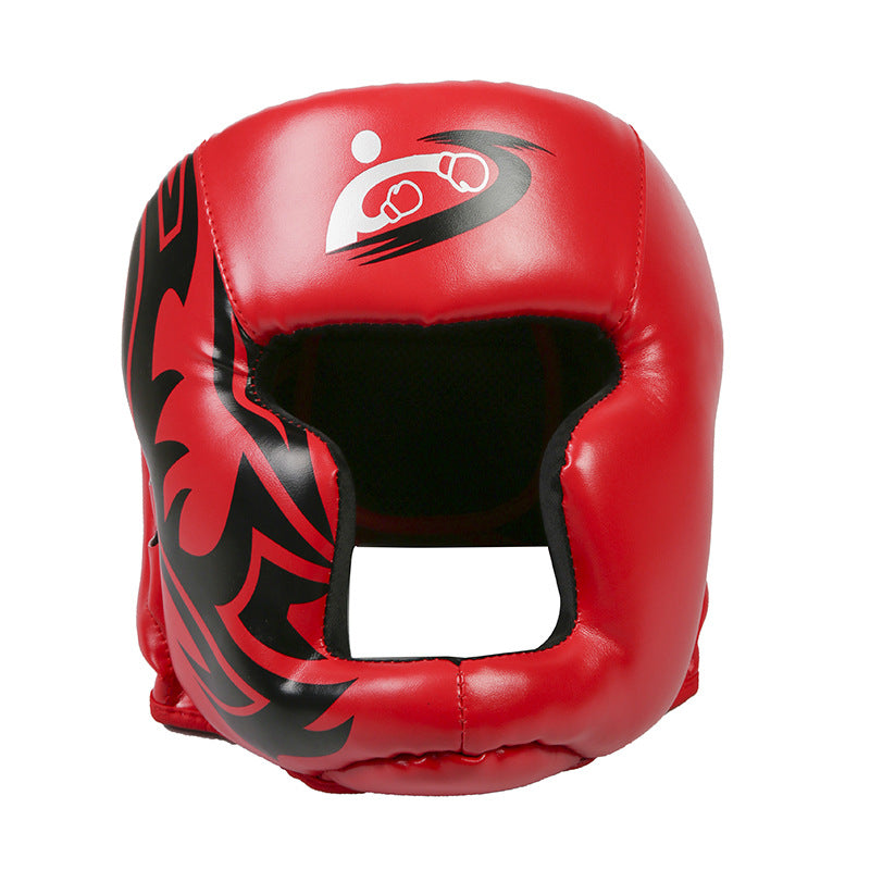 WILKYs0Sanda Fighting Helmet
 Name: Sanda head guard
 
 Material: high-grade leather, cotton flannel
 
 color: red
 
 Specification: free size
 
 Features:
 
 Imported environmentally friendly 