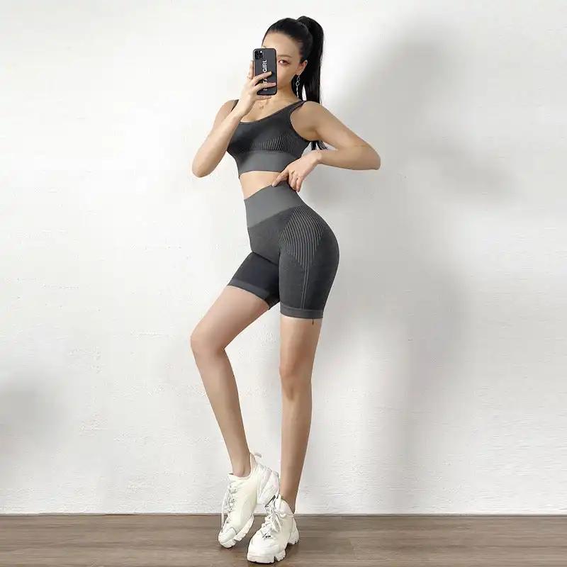 WILKYs0Women's Yoga Fitness Shorts Set
 Fabric Name: Nylon
 
 Lining Name: Spandex
 
 Bottom style: 5-point pants
 
 


 1. Asian sizes are 1 to 2 sizes smaller than European and American people. Choose 