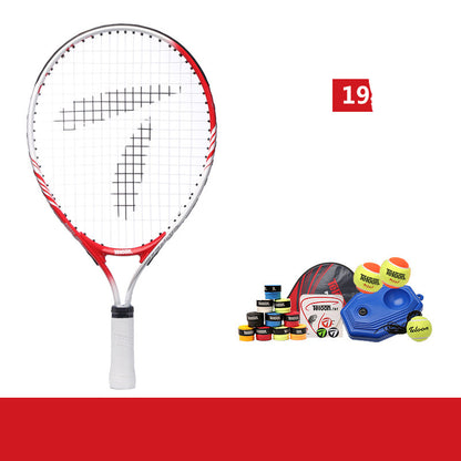 WILKYs0Children's beginner tennis racket
 Material: carbon aluminum alloy
 
 Shape: oval
 
 Thickness: 20mm or less
 
 Shoot length classification: Ordinary type
 
 Racket hardness: hard
 
 Applicable obje