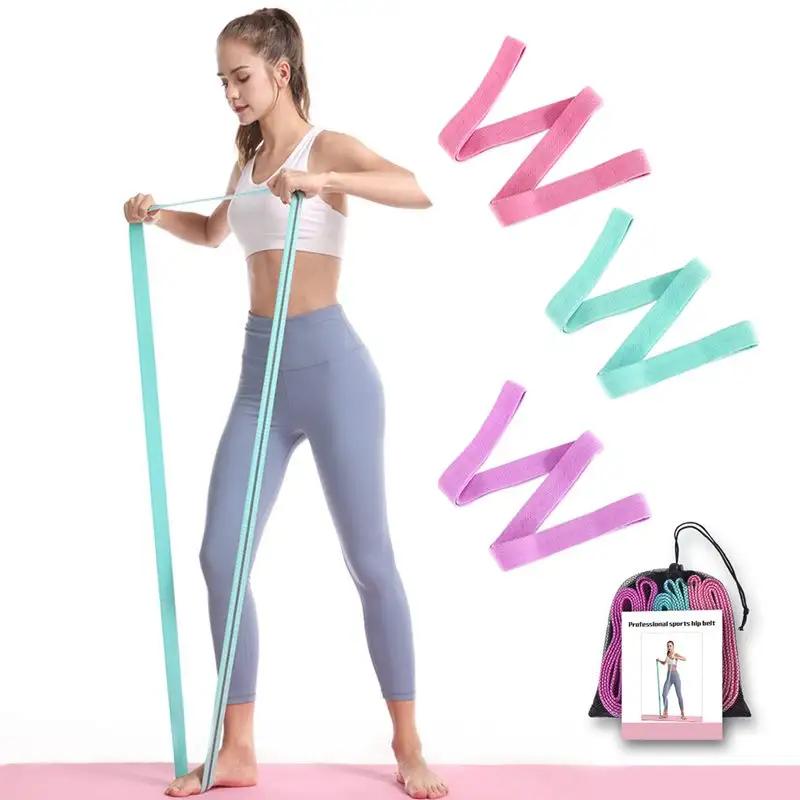 WILKYs0New Yoga Fitness Female Pull Rope
 [Material]: polyester cotton + latex silk
 
 
 [Color]: multicolor
 
 
 [Specifications]: Three sets of one set
 
 
 [Packing]: net bag + manual
 
 

【Size】: 4*200