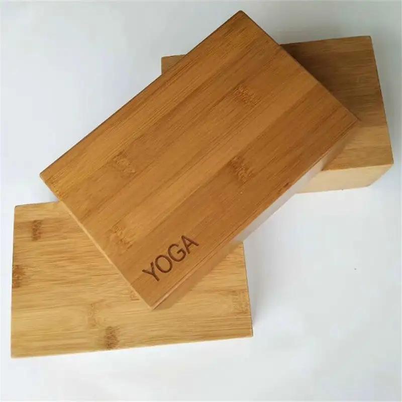 Bamboo and cork yoga brick for fitness, 23x15x7.6 cm.